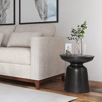 SIMPLIHOME Toby Metal Table - 17 inch Wide Solid Iron Drum Accent Table in Antique Copper, Industrial Side or End Table for Living Room, Bedroom or Entryway with Sculptural Design, Assembled