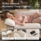 HERA'S HOUSE 124" Modular Sectional Sofa, Oversized L Shaped Couches for Living Room, Comfy Cloud Couch with Ottoman, 4-Seater Deep Seat Sofa with Throw Pillow, Corduroy Beige