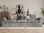 EASE MOOSE Oversized Boneless Couch for Living Room, Sectional Cloud Sofa, Modular Cloud Couch, 3-Seater Deep Seat Sofas with Pillow for Bedroom, Apartment, No Assembly Required, Chenille (Grey)