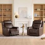 Watson & Whitely Genuine Leather Electric Recliner Chairs for Adults, Lay Flat Recliner with Power Headrest & Chargers for Living Room, Dark Brown