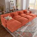 ELUCHANG Oversized 153" Modular Sectional Sofa, Comfy Deep Seat Cloud Couch, Sleeper Sofa Bed, 8 Seat Modern Couch with Removable Cover for Living Room, Apartment, DIY Combination, Chenille Terracotta