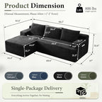 96''Sectional Couches for Living Room,Modern Modular Sectional Sofa,Upholstered Boneless Couch with Pockets,Comfy Cloud Couch with L Shaped Chaise (Black, 96''W Left Facing Chaise)