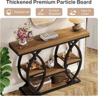 Tribesigns 39.4" Console Table, Industrial 4-Tier Sofa Table Entryway Table with Storage Shelves, Narrow Wood Accent Tables with Metal Frame for Small Spaces, Hallway, Foyer, Brown