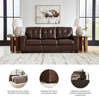 Signature Design by Ashley Santorine Classic Leather Match Tufted Sofa Sleeper with Bi-Fold Memory Foam Mattress, Queen, Dark Brown
