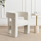 KINWELL 28" W Modern Boucle Accent Chair, Mid Century Upholstered Square Armchair, No Assembly Single Sofa Side Chair for Living Room Lounge Bedroom (Cream)