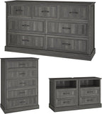 Farmhouse Dresser and Nightstand Sets, 4Pcs Bedroom Furniture Set, Nightstand Set of 2 & 55" Wide 7 Drawer and 44" Tall 5 Drawer Dresser with Large Drawers & Bar Handles, Grey