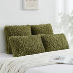 FUTEI Olive Green Decorative Throw Pillow Covers 26x26 Inch Set of 2,Soft Fluffy Faux Wool Fur Boucle Textured Euro Pillow Shams,Modern Home Decor for Couch Bed Living Room Office