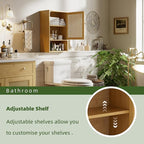 Bathroom Wall Cabinet, Bamboo Over-The-Toilet Storage Organizer with Rattan Doors and Adjustable Shelf, Space Saver Medicine Cabinet for Laundry, Kitchen, Living Room (Natural)