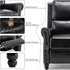 Faux Leather Recliner Chair, Modern Pushback Armchair with Adjustable Backrest & Footrest for Bedroom, Living Room (Black, Set of 2)