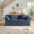 81" Sofa with Deep Seats Oversize, 2 Seater Cloud Couches, Upholstered Corduroy Loveseat for Living Room Bedroom, No Assembly Required, Blue