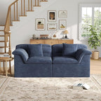 81" Sofa with Deep Seats Oversize, 2 Seater Cloud Couches, Upholstered Corduroy Loveseat for Living Room Bedroom, No Assembly Required, Blue