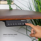 Mount-It! 60" Woodgrain Electric Standing Desk – Hazelnut Adjustable Height Sit Stand Desk with Memory Presets, Black Frame, Ergonomic Edge, One-Piece Desktop