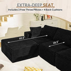 Balshaw 108" Cloud Sectional Couch Sofa with L-Shape Chaise, Modern Modular Sofa Couch Upholstered Couches for Living Room Bedroom, No Assembly Required (Black, U Shape)