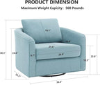 MINCETA Accent Chairs Set of 2, 360° Swivel Barrel Chair with High Density Foam, Oversized Reading Chair with Performance Fabric Upholstered Armchair for Living Room, Bedroom, Apartment Teal Blue