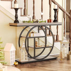 Little Tree Console Table, 4-Tier Entryway Table Behind Couch Table, 41.3-Inch Farmhouse Sofa Table for Living Room, Foyer Hallway Table for Entrance, Grey and Black