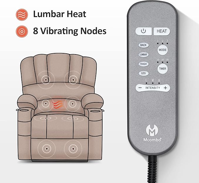 MCombo Power Lift Recliner Chair for Elderly, Lift Chair with Heat and Massage, USB &Type C Ports, Cup Holders, Faux Leather 7095 (Medium, Black)