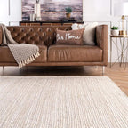 nuLOOM 6x9 Rigo Jute Hand Woven Area Rug, Off White, Solid Farmhouse Design, Natural Fiber, For Bedroom, Living Room, Dining Room, Hallway, Office, Kitchen, Entryway