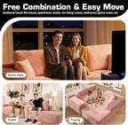 106" Cloud Sectional Couch with L-Shape Chaise, No Assembly Modular Sofa, Deep Seat Plush Corduroy Boneless Couched for Living Room (Pink Plush Corduroy, Right Facing Chaise)