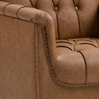 UIXE Faux Leather Accent Chairs Set of 2, Comfy Club Chair Upholstered Armchair for Living Room, Button Tufted Arm Chair Retro Single Sofa Side Reding Seat for Bedroom - Camel