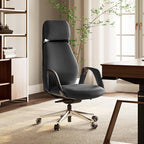 EUREKA ERGONOMIC Serene Executive Office Chair Genuine Leather Office Chair, Modern Executive Chair 135° Back Support Comfy Desk Chair with Arms & Aluminum Base for Home-Black