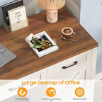 Farmhouse 59" Executive Desk,Computer Desk with 3 Drawers and Storage Cabinet,Workspace for Home Office and Study.