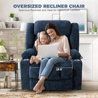 HUSFU Oversized Power Lift Recliner Chairs for Elderly with Massage and Heat, Wide Recliners Chair,Upgraded Chenille Lift Chairs w/Cup Holders, USB & Type-C Ports,Blue,2PCS