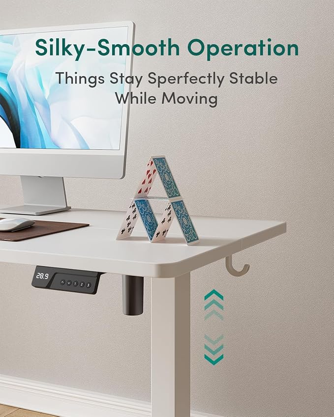 CubiCubi 55 x 24 Inches Electric Standing Desk, Height Adjustable Sit to Stand Desk, Home Office Table with Splice Board, White