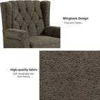 Accent Chair, Upholstered Armchair with Button Tufted High Back & Solid Wood Legs, Comfy Wingback Reading Single Sofa Chair for Small Spaces, Living Room, Bedroom-Taupe, Set of 2
