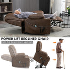 Large Power Lift Recliner Chair Sofa with Massage and Heat for Big and Tall Elderly,Infinite Positions,Dual Motor,Cup Holders,Extended Footrest,Air Leather Home Theater Seat