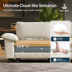 HERA'S HOUSE Oversized Modular Sectional Sofa, 124" U Shaped Cloud Couch with Ottoman and Throw Pillow, Mixed Fabric Sleek Couches for Living Room, Beige