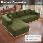 106" Cloud Sectional Couch with Chaise Lounge,L Shaped Modular Modern Sofa,Comfy Velvet Fluffy Couches with Deep Seat,No Assembly Required Couch for Living Room (Left,Cloudy Velvet,Green)