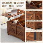 31.5'' Lift Top Coffee Table, Wood Square Farmhouse Coffee Table with Storage, Built in Outlet Center Table for Living Room, Small Spaces, Home