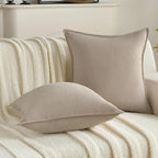FUTEI Oatmeal Chenille Throw Pillow Covers 18x18 Inch Set of 2,Edges Double-Stitched Cushion Cases,Modern Home Decor for Couch Living Room