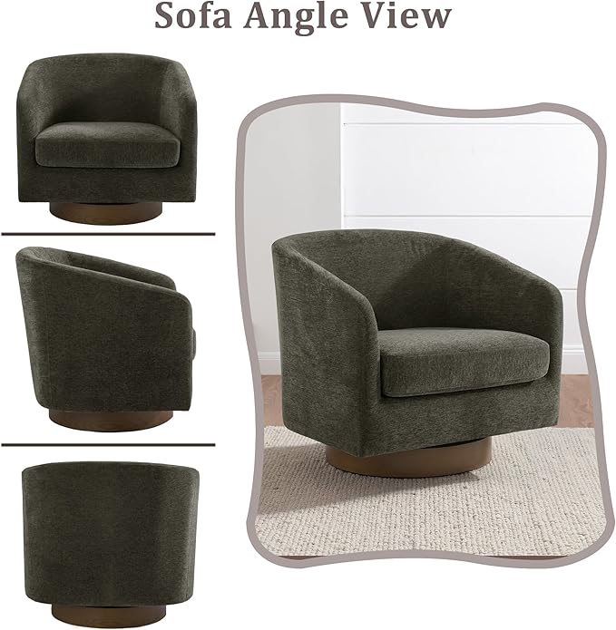 Lumibee Swivel Accent Chairs Set of 2, Chenille Fabric Swivel Barrel Chairs for Living Room, Modern Comfy Upholstered Round Armchairs Single Sofa Chairs for Bedroom, Club-Tan