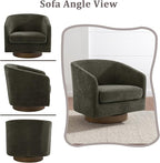 Lumibee Swivel Accent Chairs Set of 2, Chenille Fabric Swivel Barrel Chairs for Living Room, Modern Comfy Upholstered Round Armchairs Single Sofa Chairs for Bedroom, Club-Tan