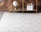 Unique Loom Trellis Frieze Collection Area Rug - Geometric (6' 1" x 9', Ivory/ Gray)