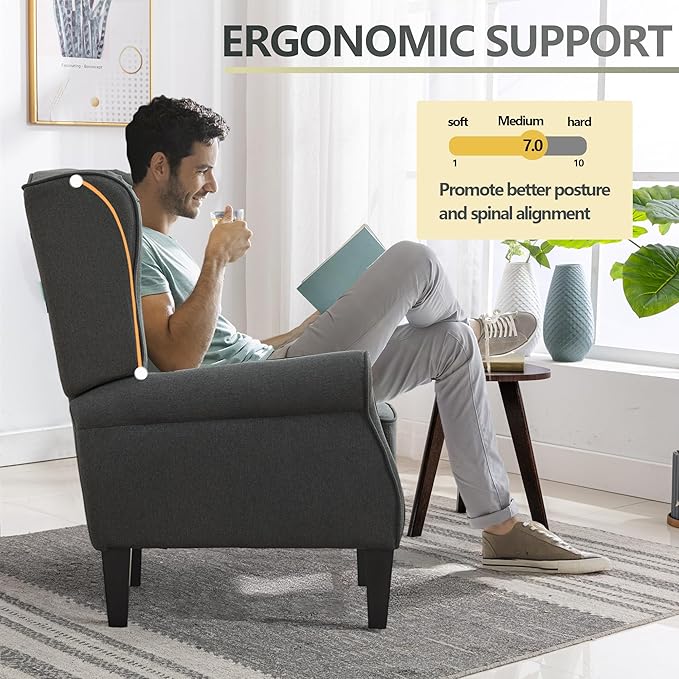 Accent Chair Set of 4, Modern Living Room Chairs with Wingback, Comfy Upholstered High Back Single Sofa for Bedroom, Mid-Century Reading Armchair Sillas para Sala