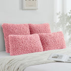 FUTEI Pink Decorative Throw Pillow Covers 26x26 Inch Set of 2,Soft Fluffy Faux Wool Fur Boucle Textured Pillow Shams,Modern Home Decor for Couch Bed Living Room Office