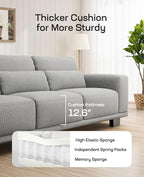 Marsail Modern 65 Inch Linen Fabric Sofa, 2-Seater Couch with Wide Armrests, Deep Cushions & Removable Washable Covers, Comfortable Living Room Furniture, Grey