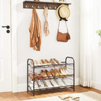 SONGMICS Shoe Rack, 3 Tier Shoe Organizer for Closet, Holds up to 12 Pairs of Shoes, Shoe Rack for Front Door Entrance, Metal Shoe Shelf with Adjustable Tilt Angle, for Entryway, Garage, Bronze