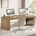 Tribesigns 79-Inch Extra Long Desk, Two Person Double Desk for Home Office, Wooden Long Computer Desk Writing Table for Office, Natural