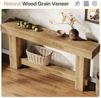 Tribesigns 70.9" Entryway Console Table, Extra Long Wooden Farmhouse Sofa Table Behind Couch, Modern Rustic Foyer Stand with Thick Legs for Hallway, Living Room, Wood Grain Finish
