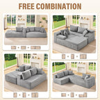 Hobestluk Modular Sectional Couch Sofa, 108" Boneless Couches for Living Room, Memory Foam Sectional Couch with Oversized Chaise,L-Shape Couches (Grey, Left Facing)