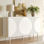 LITTLE TREE 59-Inch Buffet Cabinet Sideboard with Storage, Modern Sideboard Buffet Table with Doors for Living Room, Dining Room (White)