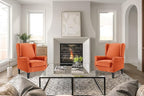 Accent Chair for Living Room Set of 2, High Back Reading Armchairs with Removable Seat Cushion, Mid-Century Single Couch in Fabric, Modern Ergonomic Wingback Chair for Bedroom,Club, Balcony