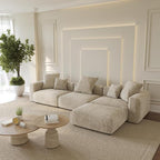 WJShome Cloud Couch Modular Sectional Sofa,141.73inch L Shaped Couch,Oversized Corduroy Couches with Ottoman and Pillows, Beige 4 Seaters Cushion Covers Removable& Washable