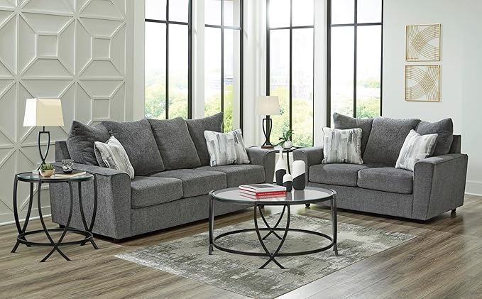 Signature Design by Ashley Stairatt Casual Loveseat with Flared Arms, Gray