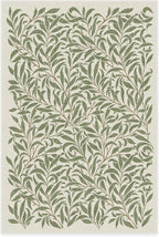 RUGGABLE x Morris & Co Machine Washable Area Rug – Pure Willow Boughs Green 4x6, Stain-Resistant, Non-Slip – Medium Rugs for Living Room, Bedroom, Hallway, Entryway & Office–with Cushioned Pad