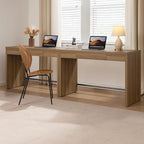 SICOTAS Home Office Executive Desk - 47-Inch Computer Desk with Drawer, Farmhouse Writing Study Desk with Storage,Boho Makeup Vanity Table for Bedroom (Reclaimed Caramel Oak, 2 Pieces)