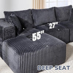 102" Modern Modular Sectional Sofa,Cloud Sectional Couch with Chaise,Deep Seat Boneless Sofa,Comfy Upholstered L-Shape Couch for Living Room,No Assembly Required,Grey